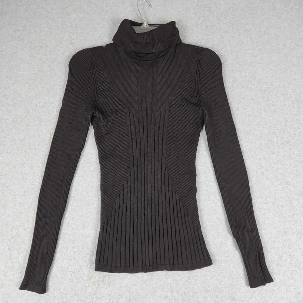 White House Black Market Sweater Womens XS Black Turtleneck Ribbed Knit Slim Fit